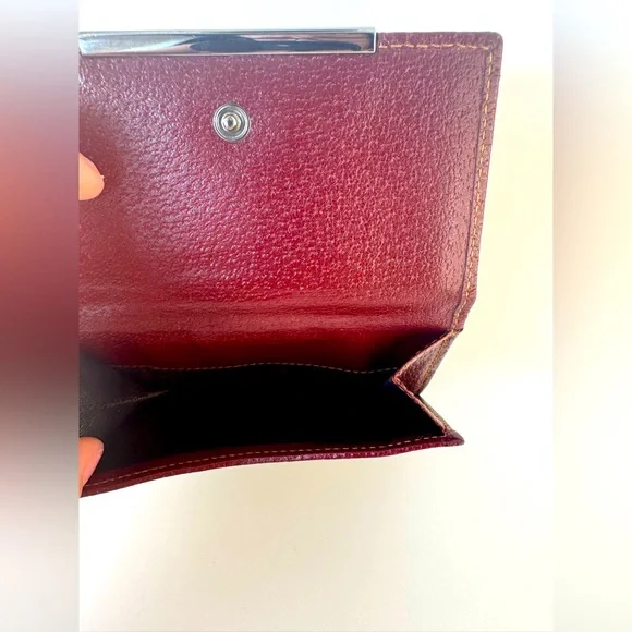 Gucci Wallet GG Supreme Bifold with Oxblood Leather & Logo Bar Plaque Authentic - Picture 14 of 16